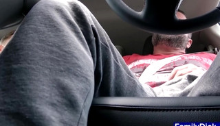 Muscle bear stepdaddy fucks twink stepson in the car