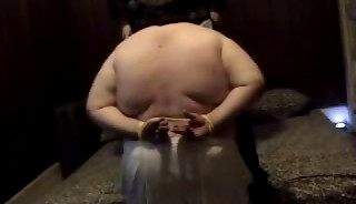 Chub with hands tied behind his back spanked and fucked