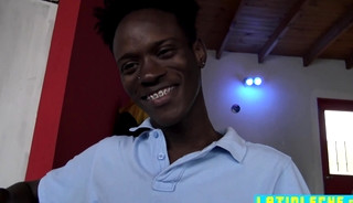Latino bareback rides a straight studs huge black cock