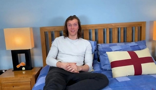 Young Straight & Lean Aiden Wanks his Big Uncut Cock & Fires a Big Load of Cum!