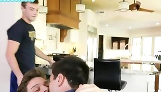 Taboo muscled hairy stud barebacked by stepbro on couch