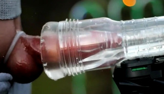 Kummwithm3 milking my wet slippery cock outdoors