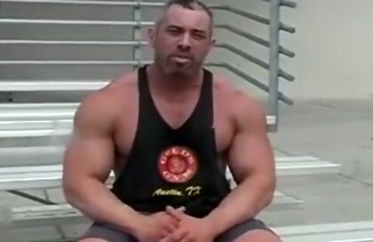 Louie Magnone Oiling Himself Up Flexing and Posing