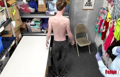Shoplifter Twink Gets His Cavity Filled With Guard's Cum