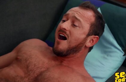 Masculine Dude Brayden looks at Jax's Eyes while his Big Thick Dick is in his Mouth