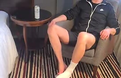Foot fag cums licking my sweaty feet