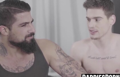 Muscular hunk hammers stepson bare after being sucked off