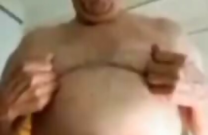 Horny gay daddy masturbate on video call at his house
