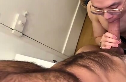 French alpha fucks an asian in the bathroom