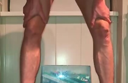 Hot gay twink solo hard big cock rides dildo piss orgasms