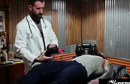 FISTING INFERNO - Twink Sub Gets Rough CBT from Dom Doctor and His Bearded Assistant