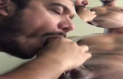 Latino man leaves his wife to taste my lips on his monstrous cock!!