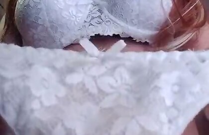 Lizzanna playing with her penis with tape and a condom