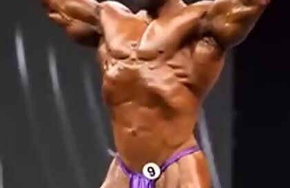Regan Grimes Sexy Posing In Purple Posing Trunks