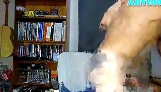 Athletic American daddy with goatee stroked his penis