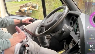 A masked guy sucks my big dick in the truck on a rest area