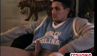 Straight amateur cock sucked by DILF for cum in mouth