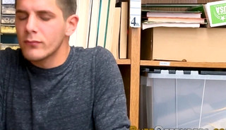 Ass fingered thieving twink cums