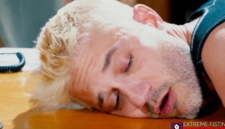 Big cocked officer rimms and fist fucks bound blond thief