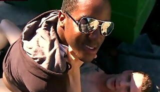 Hairycock Ebony stud fucked outdoor by IR stud for money