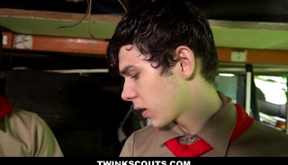 Hot Twink Boy Scouts Sex In Shed During Rainy Camping Trip
