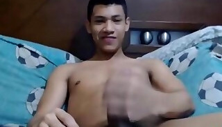 Hairless dude playing his cock