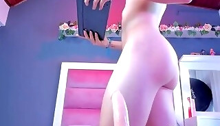 Hairless guy tries to put the toy in his ass