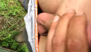 Play with my big hard white cock outdoors!