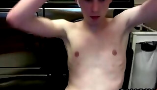 Skinny guy masturbates in the laundry room
